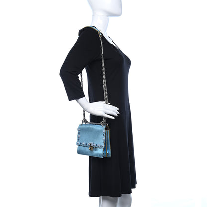 Fendi Vitello Catalan Mirror Scalloped Multi Studded Small Kan I Shoulder Bag Blue 2 of 10
