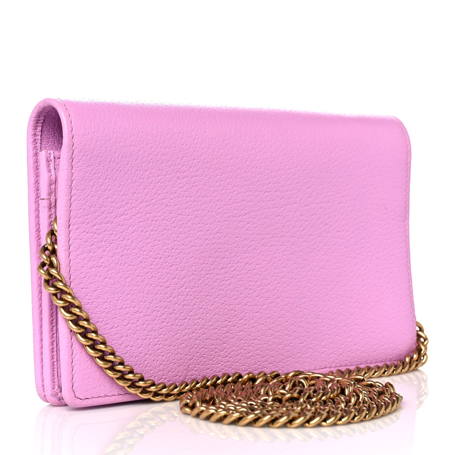 Gucci Calfskin Marquise Crystals Mini GG Chain Wallet Malva 3 of 9