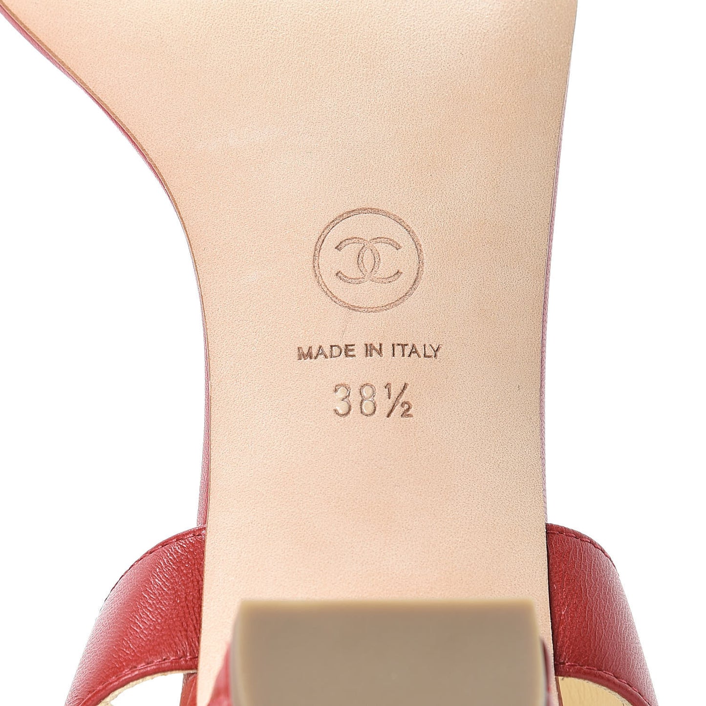 Lambskin CC Pearl Chain Sandals 38.5 Red