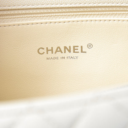 Chanel Caviar Lizard Quilted Medium Coco Handle Flap White 6 of 9