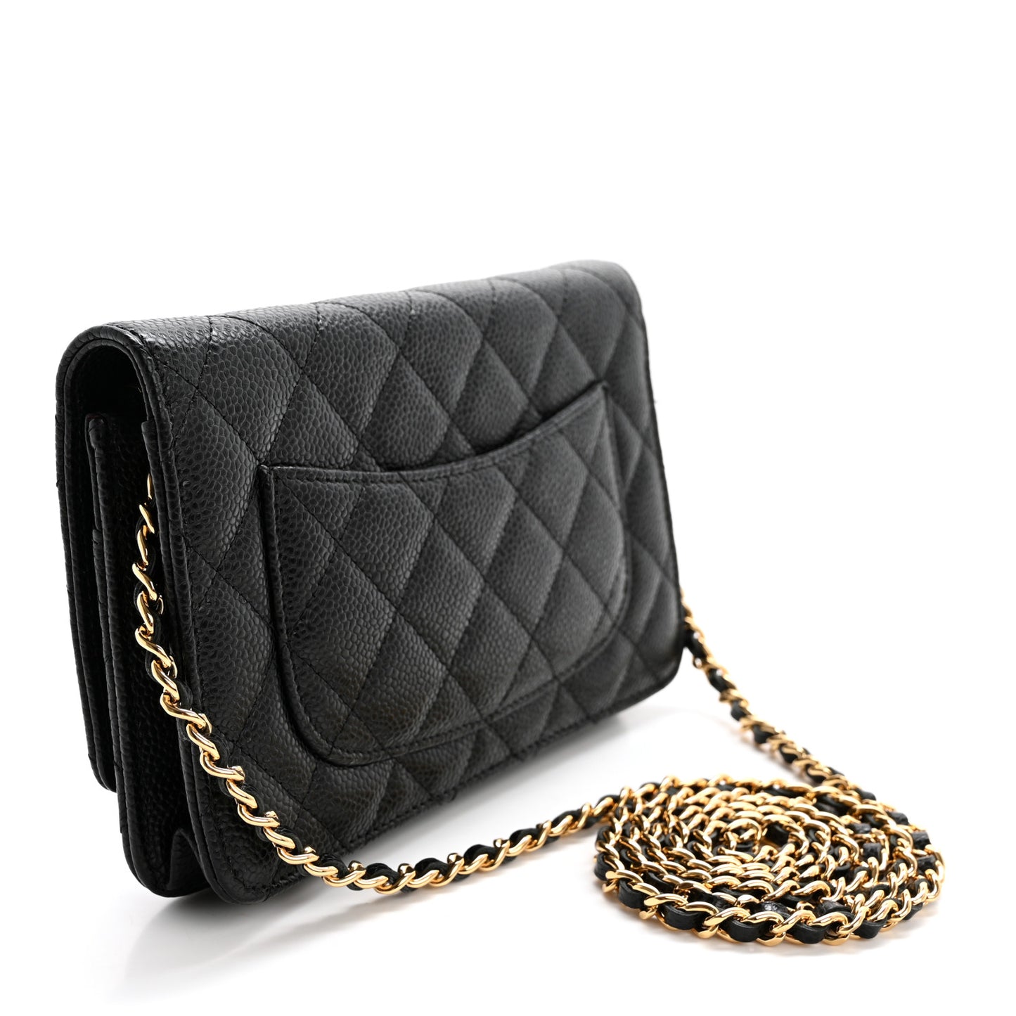 Caviar Quilted Wallet on Chain WOC Black