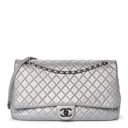 Chanel Metallic Calfskin Quilted XXL Travel Flap Bag Silver 1 of 14