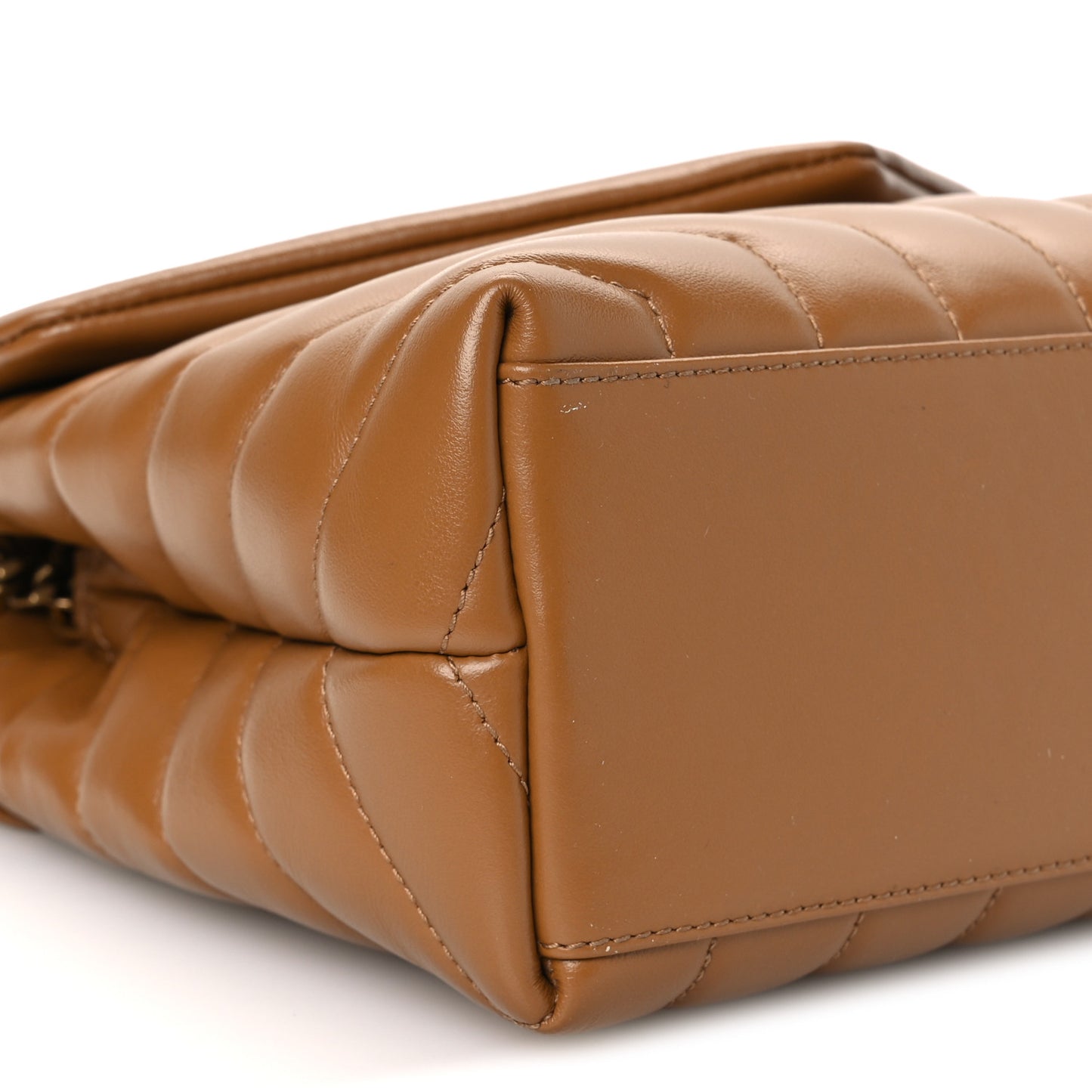 Calfskin Y Quilted Monogram Small Loulou Chain Satchel Dark Natural