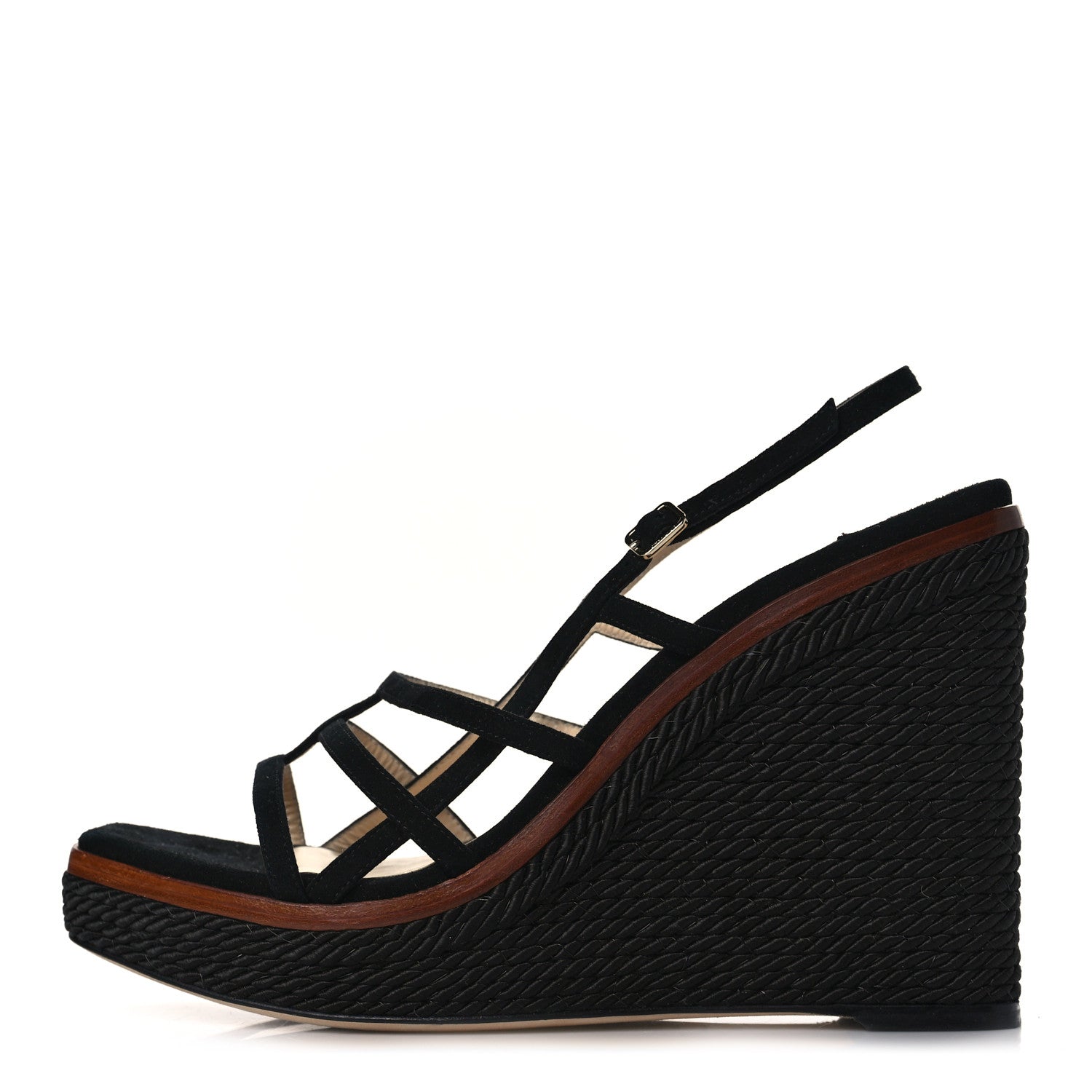 Jimmy Choo Suede Ariela 110 Wedge Sandals 41 Black 1 of 8