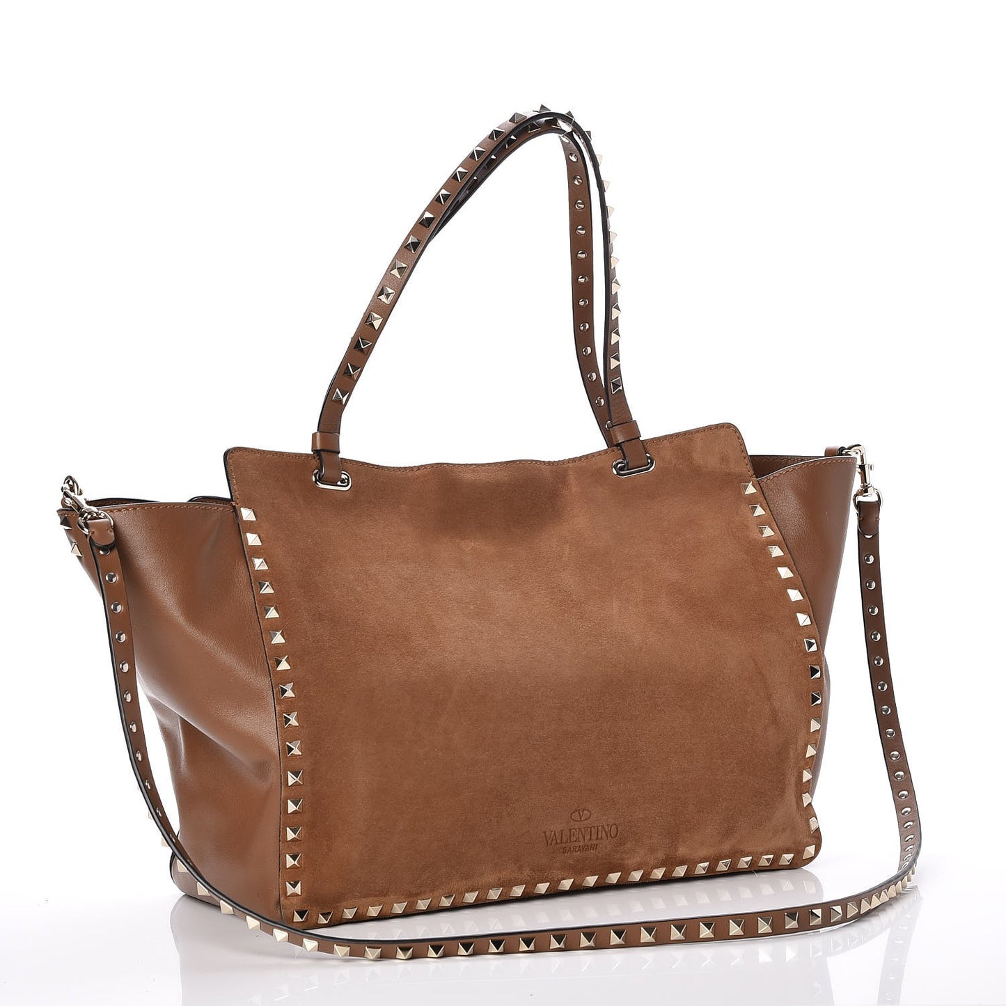 Suede Calfskin Medium Rockstud Tote Deep Cuir