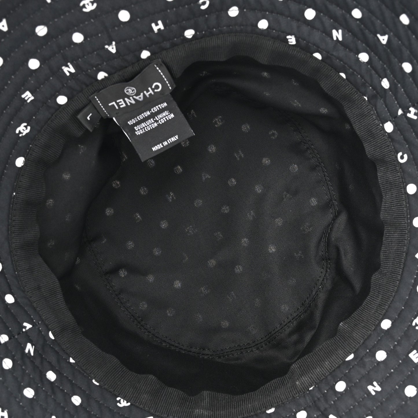 Cotton CC Polka Dot Bucket Hat L Black