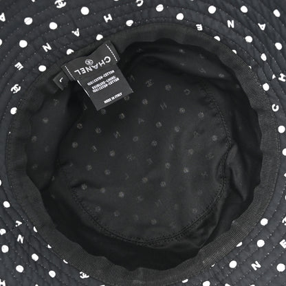 Chanel Cotton CC Polka Dot Bucket Hat L Black 7 of 8