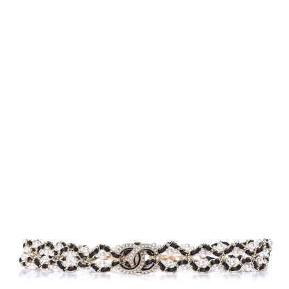 Chanel Pearl Lambskin CC Chain Twist Choker Necklace Black Gold 1 of 4