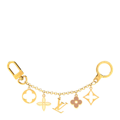 Louis Vuitton Brass Enamel Fleur De Monogram Bag Charm Chain Gold 1 of 4