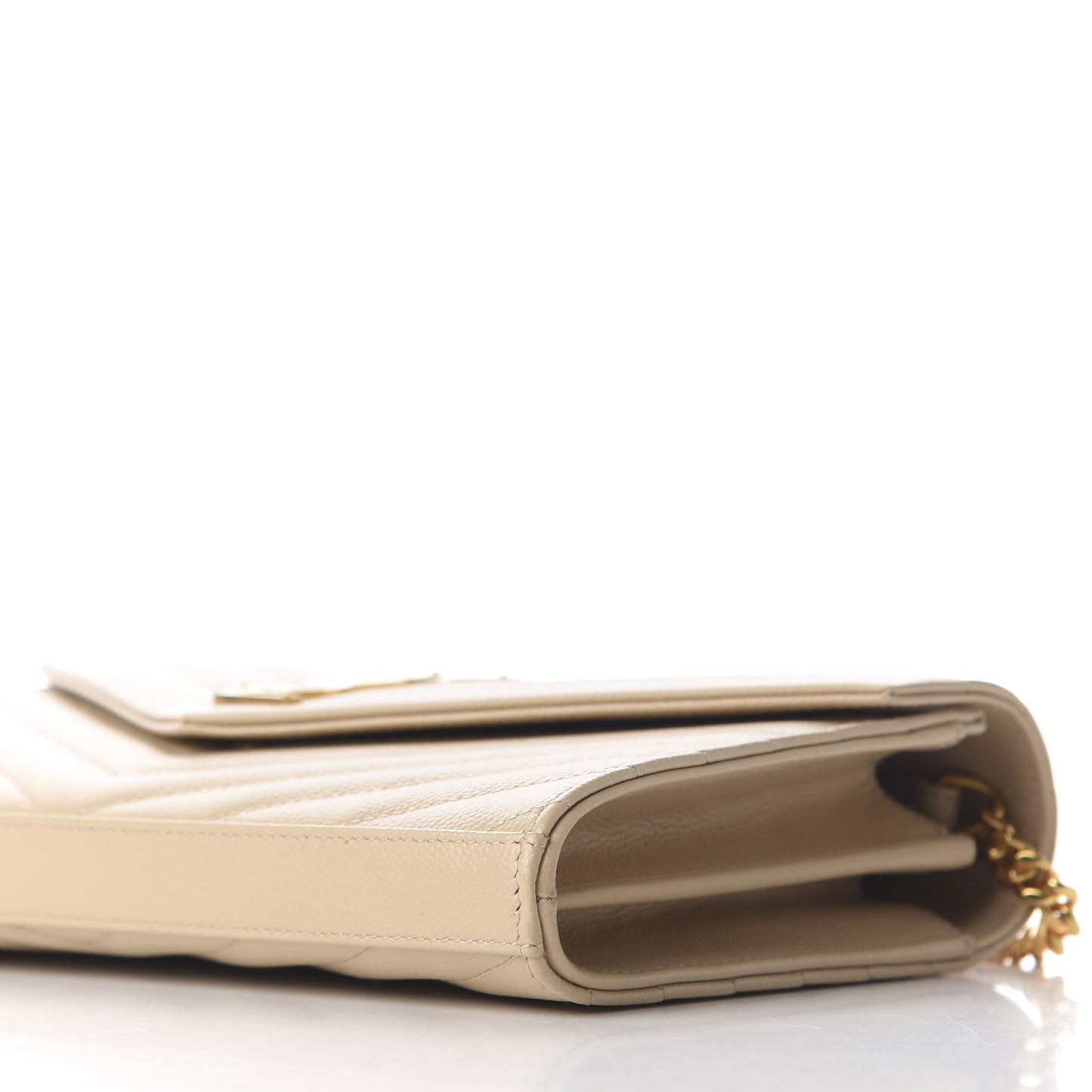 Grain De Poudre Matelasse Chevron Monogram Chain Wallet Nude Powder