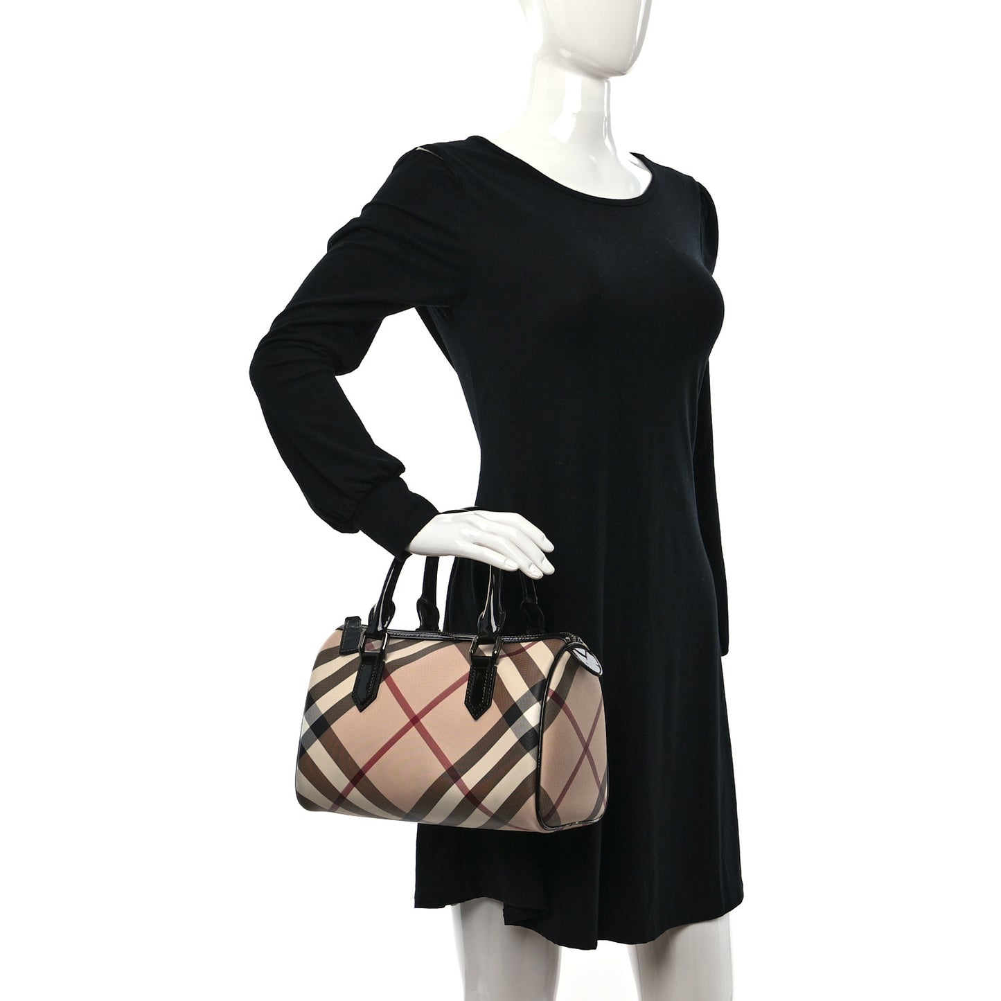 Nova Check Patent Small Chester Bowling Bag Black