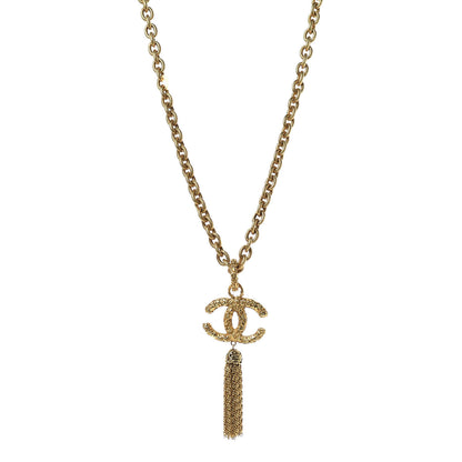 Chanel Textured Etruscan CC Tassel Necklace Gold 1 of 7