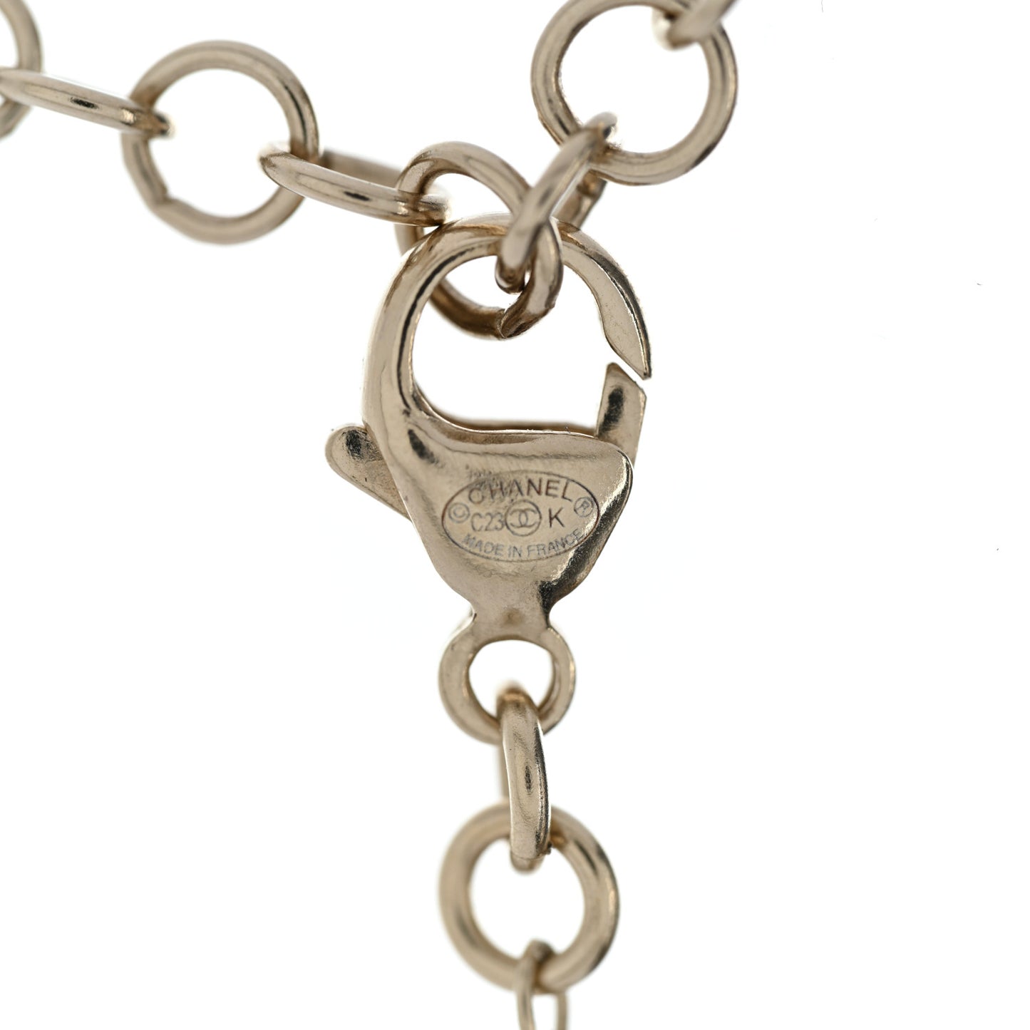 Crystal Pearl CC Necklace Gold