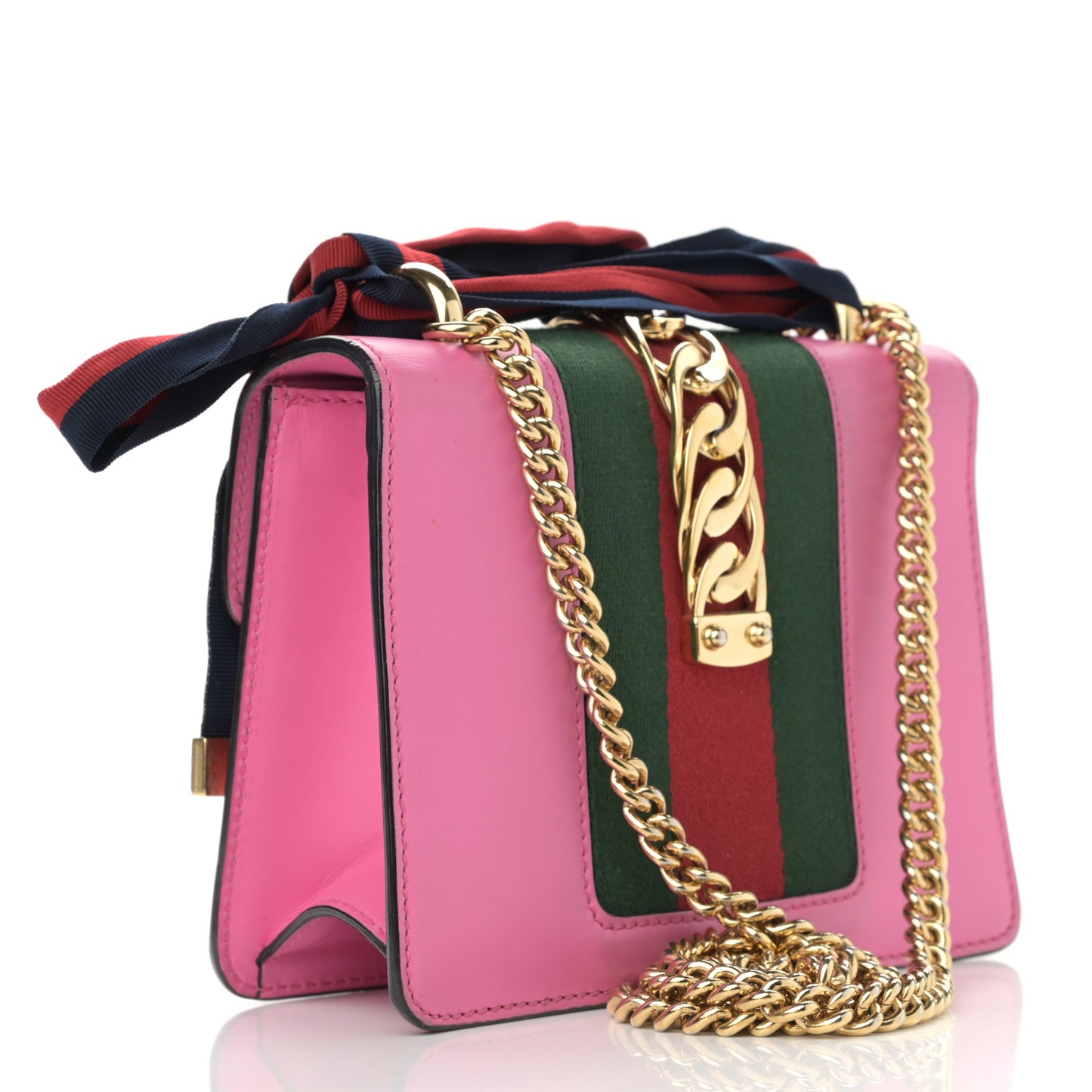 Vitello Fontanella Web Mini Sylvie Chain Shoulder Bag Pink Tropical Flower