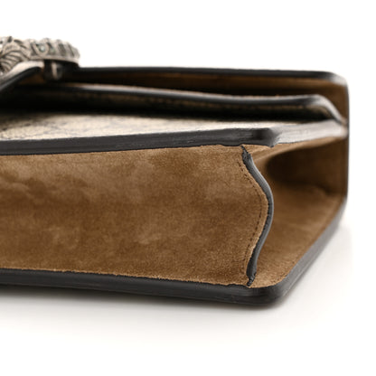 Gucci GG Supreme Monogram Suede Crystal Small Dionysus Shoulder Bag Beige Ebony Taupe 10 of 12
