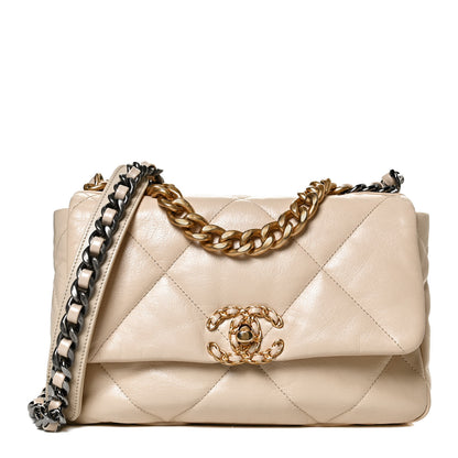 Chanel Goatskin Quilted Medium Chanel 19 Flap Beige 1 of 12