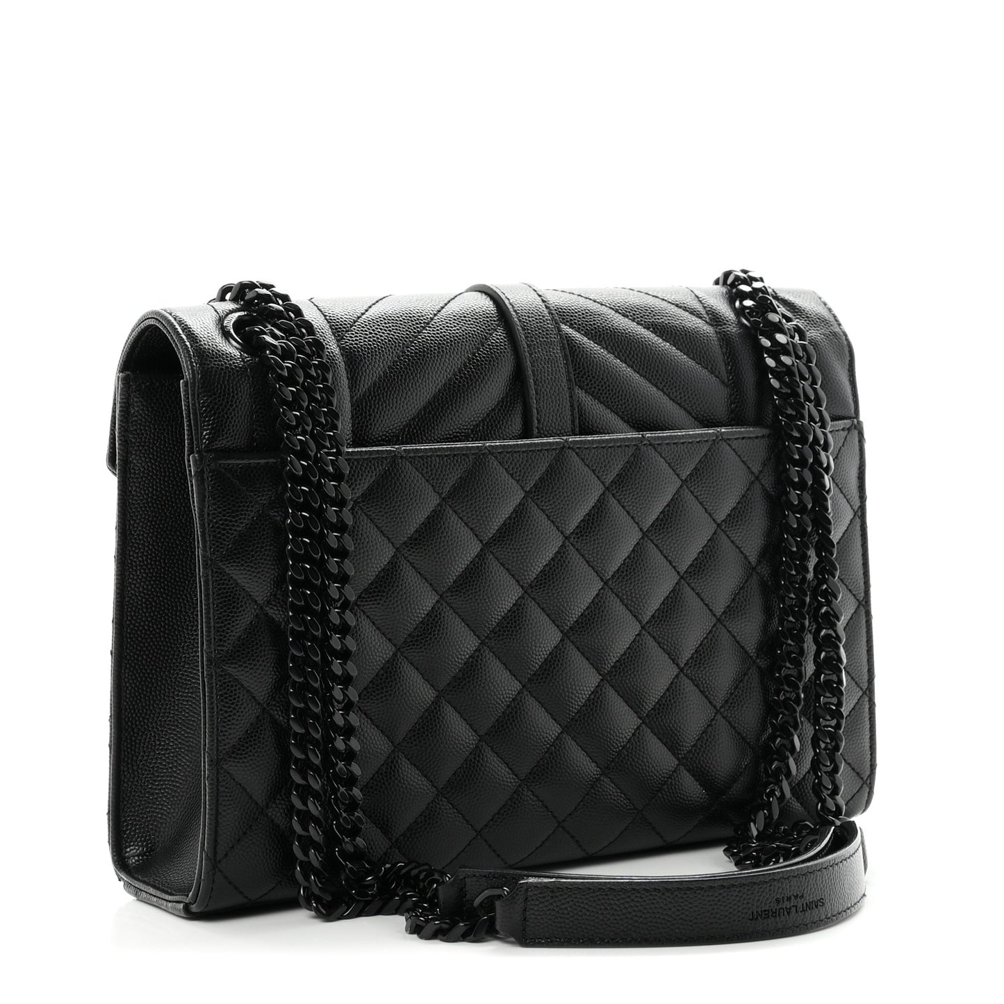 Grain De Poudre Textured Mixed Matelasse Triquilt Medium Monogram Monochrome Satchel Black
