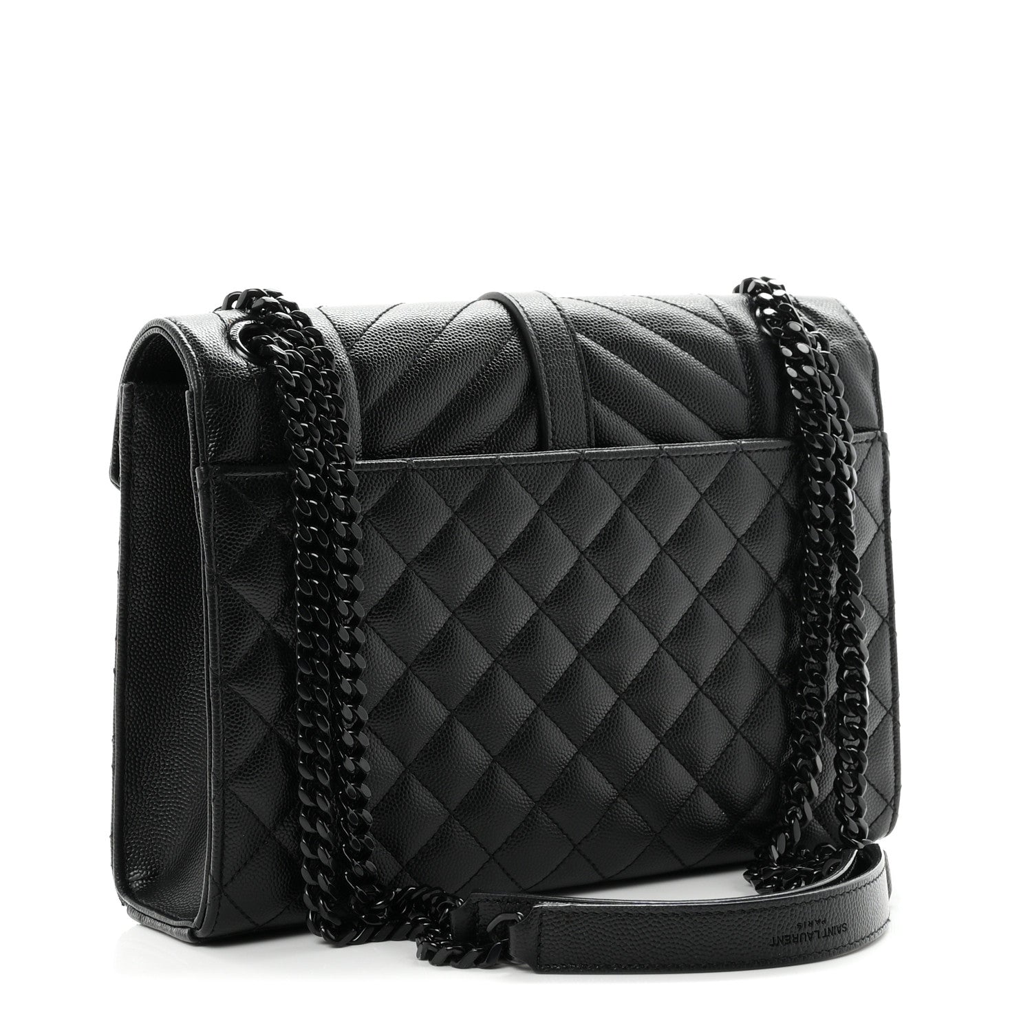 Saint Laurent Grain De Poudre Textured Mixed Matelasse Triquilt Medium Monogram Monochrome Satchel Black 2 of 10
