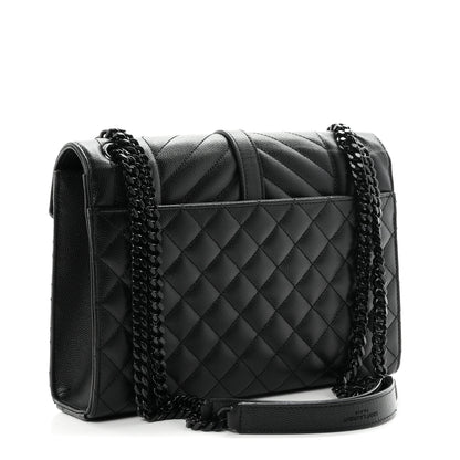 Saint Laurent Grain De Poudre Textured Mixed Matelasse Triquilt Medium Monogram Monochrome Satchel Black 2 of 10