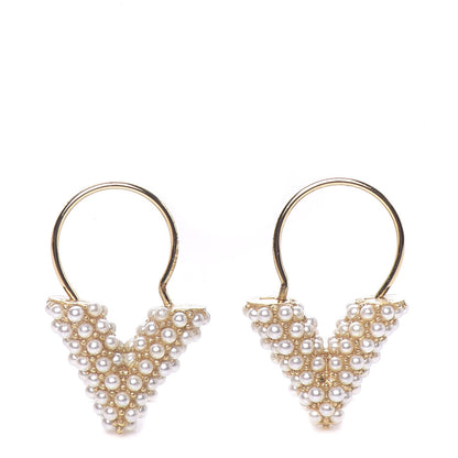 Louis Vuitton Brass Essential V Hoop Earrings Gold 1 of 6