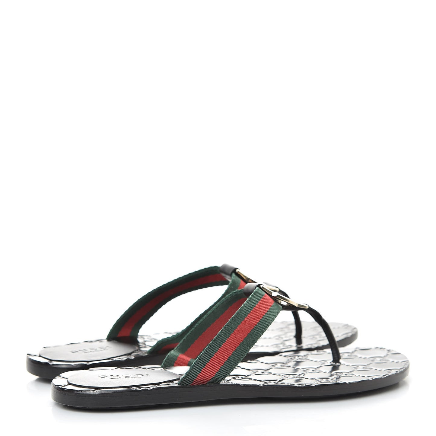 Nylon Guccissima Web Womens Thong Sandals 35 Green Red Black