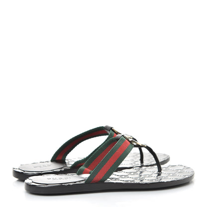 Gucci Nylon Guccissima Web Womens Thong Sandals 35 Green Red Black 4 of 13