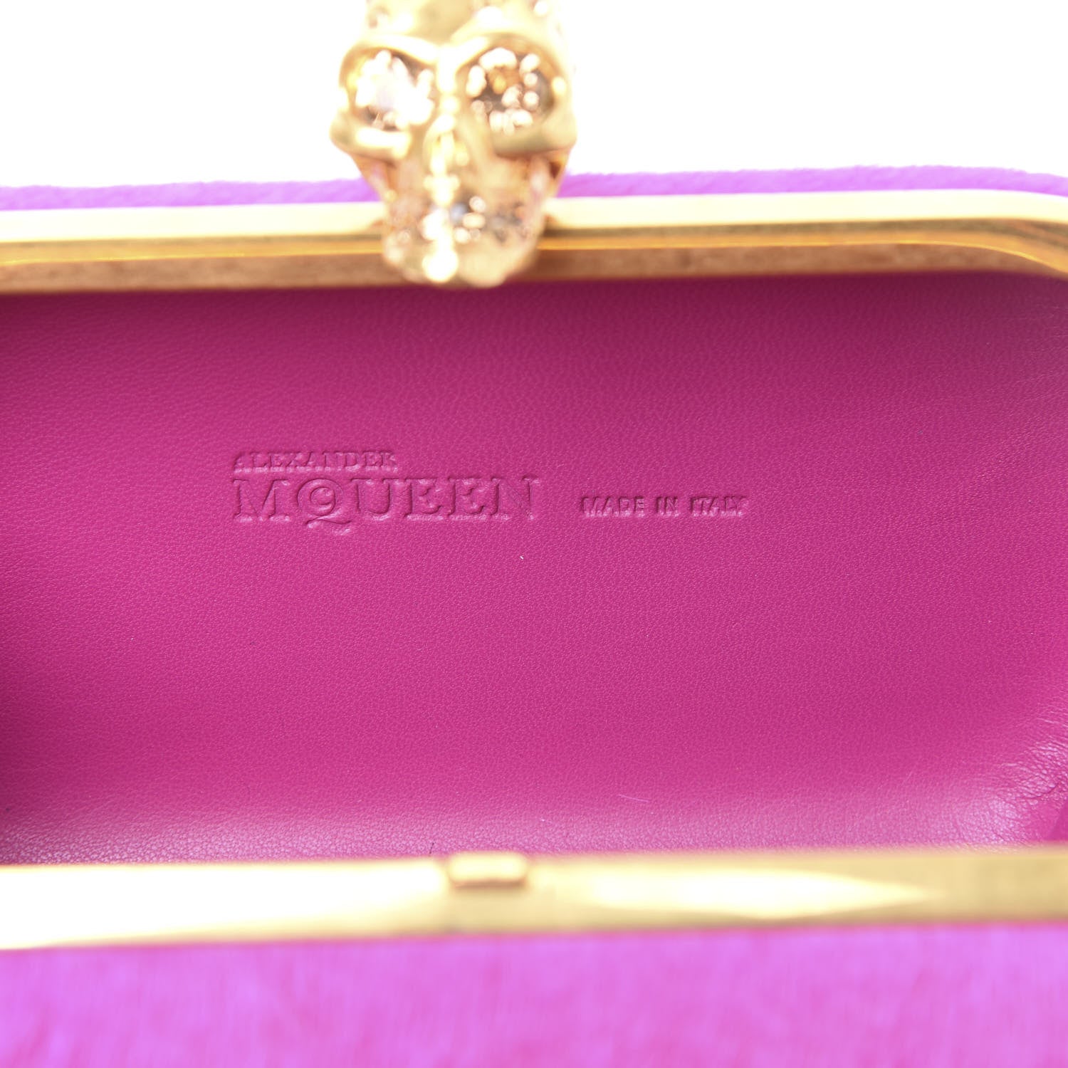 Alexander McQueen Calf Hair Skull Box Clutch Bright Pink 5 of 9