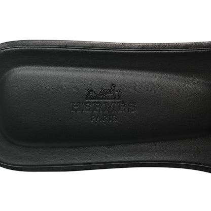 Hermes Box Calfskin Oran Sandals 38 Black 7 of 11