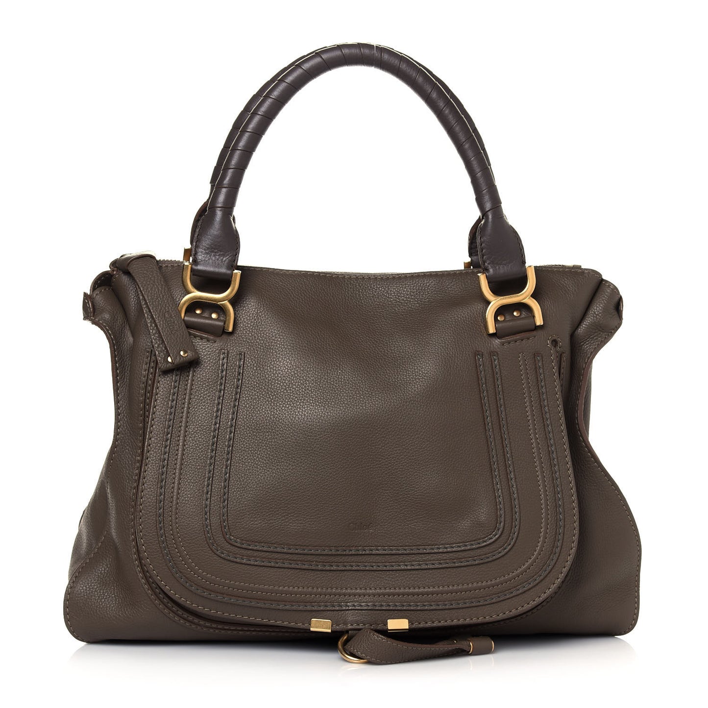 Calfskin Large Marcie Satchel Anchor Grey