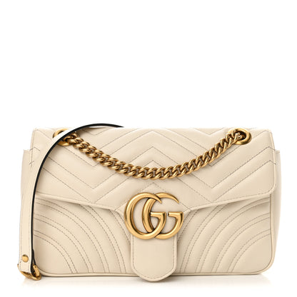 Gucci Calfskin Matelasse Small GG Marmont Shoulder Bag White 1 of 15