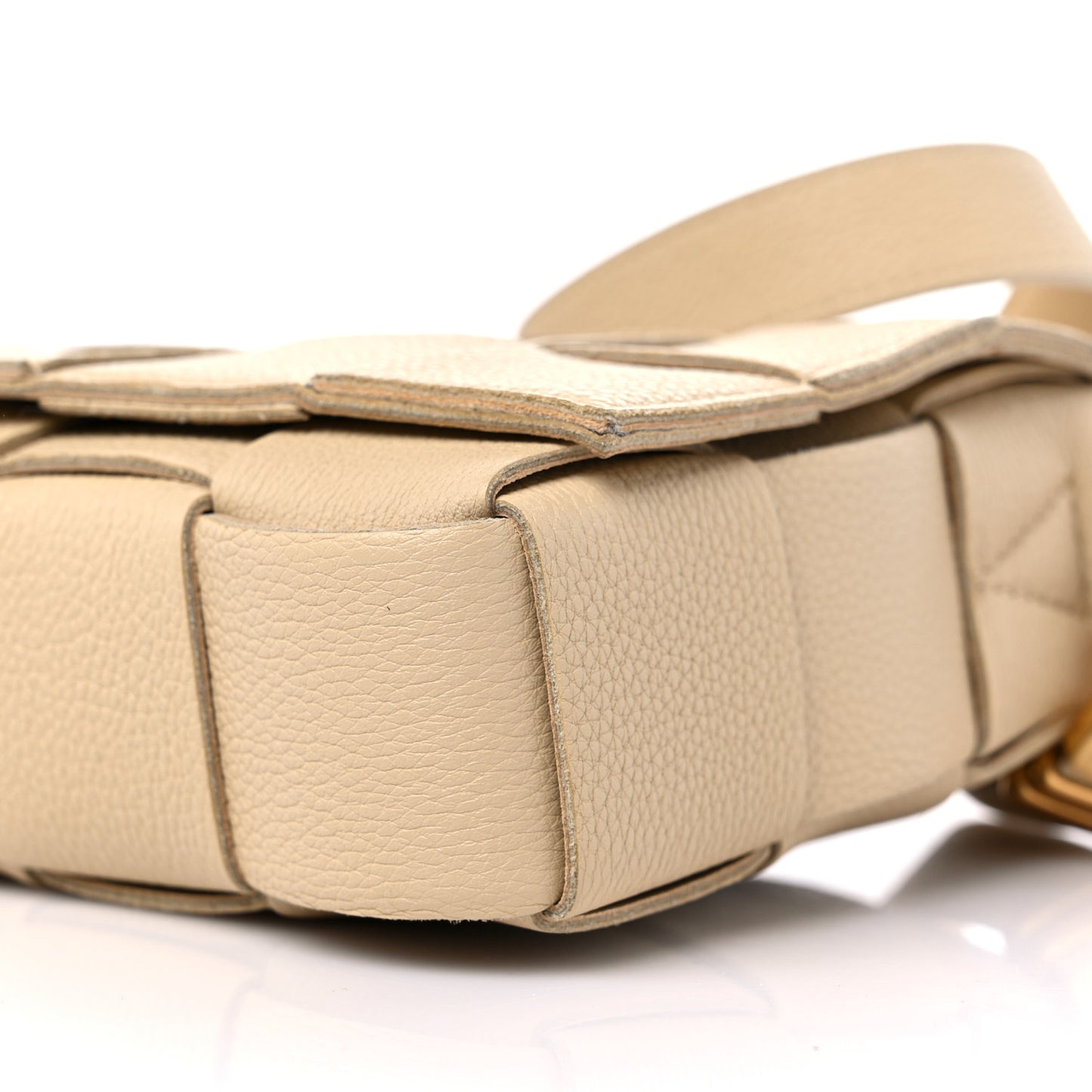 Grained Calfskin Maxi Intrecciato Cassette Crossbody Bag Porridge