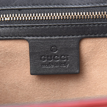 Gucci Calfskin Bamboo Trapuntata Queen Margaret Top Handle Bag Blue Agata Hibiscus Red Mystic White Sugar Pink 6 of 12