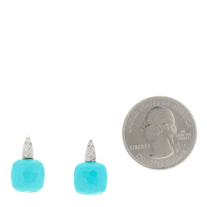 Pomellato 18K White Gold Diamond Turquoise Capri Drop Earrings 2 of 6