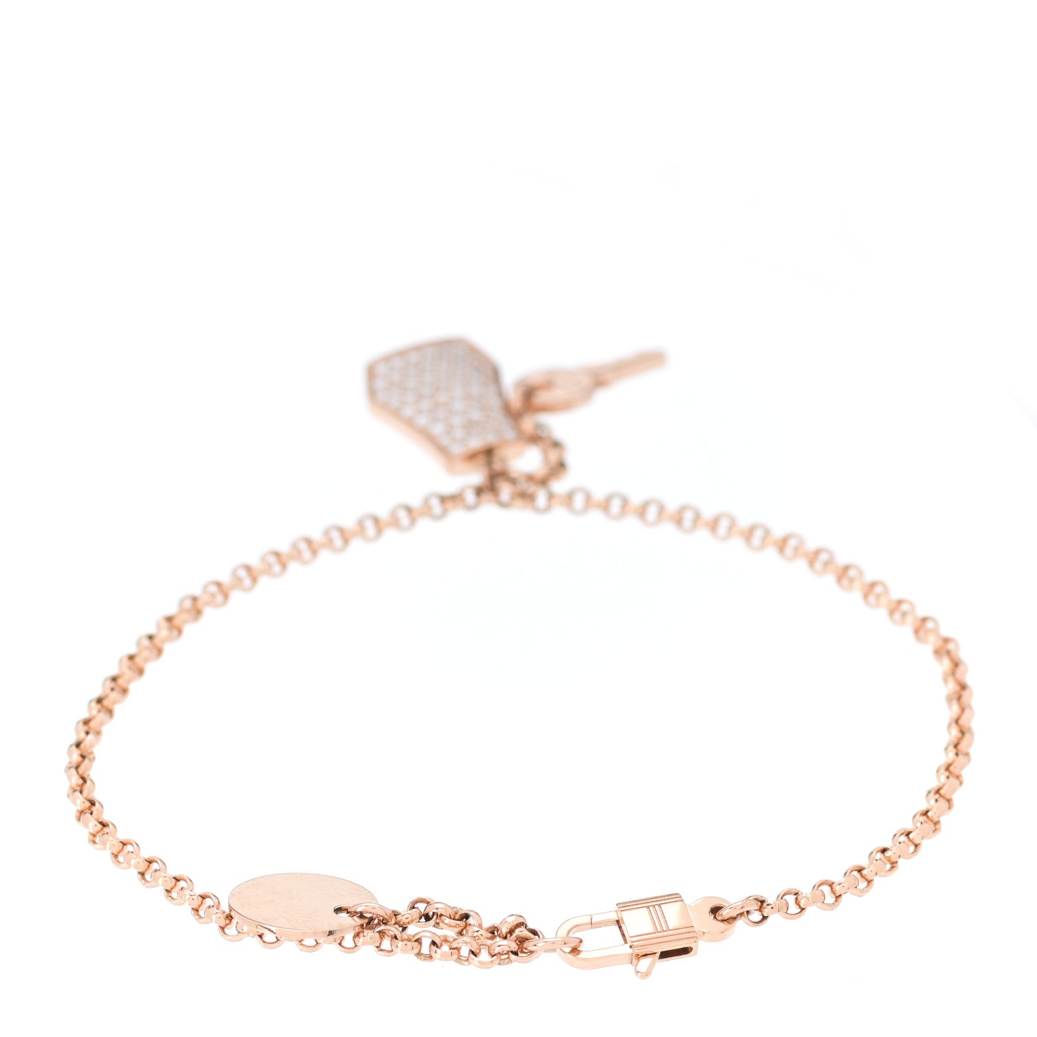 Hermes 18K Rose Gold Diamond PM Kelly Clochette Bracelet SH 3 of 5