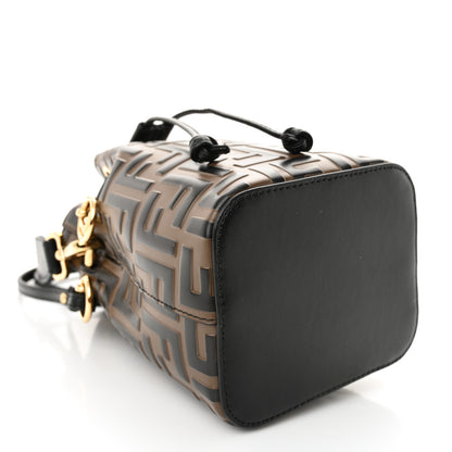 Fendi Vitello Liberty F is Fendi Bi-Color FF 1974 Embossed Mini Mon Tresor Bucket Bag Maya Black 4 of 10