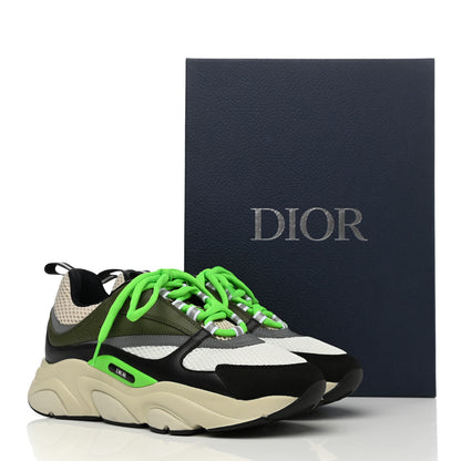 Christian Dior Technical Mesh Calfskin Mens B22 Sneakers 40 Olive Green Black Grey White 9 of 9