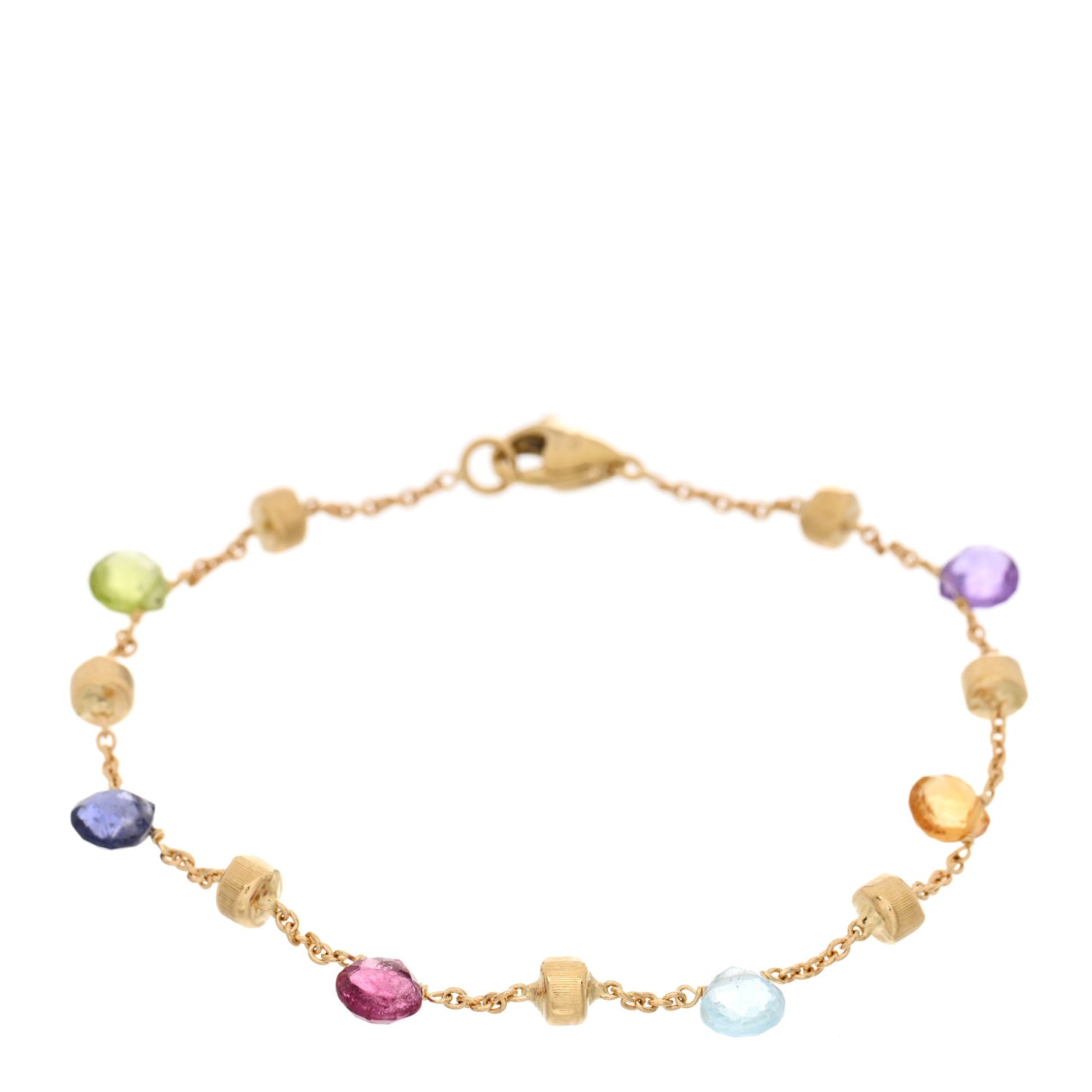 18K Yellow Gold Multi Gemstone Paradise Single Strand Bracelet