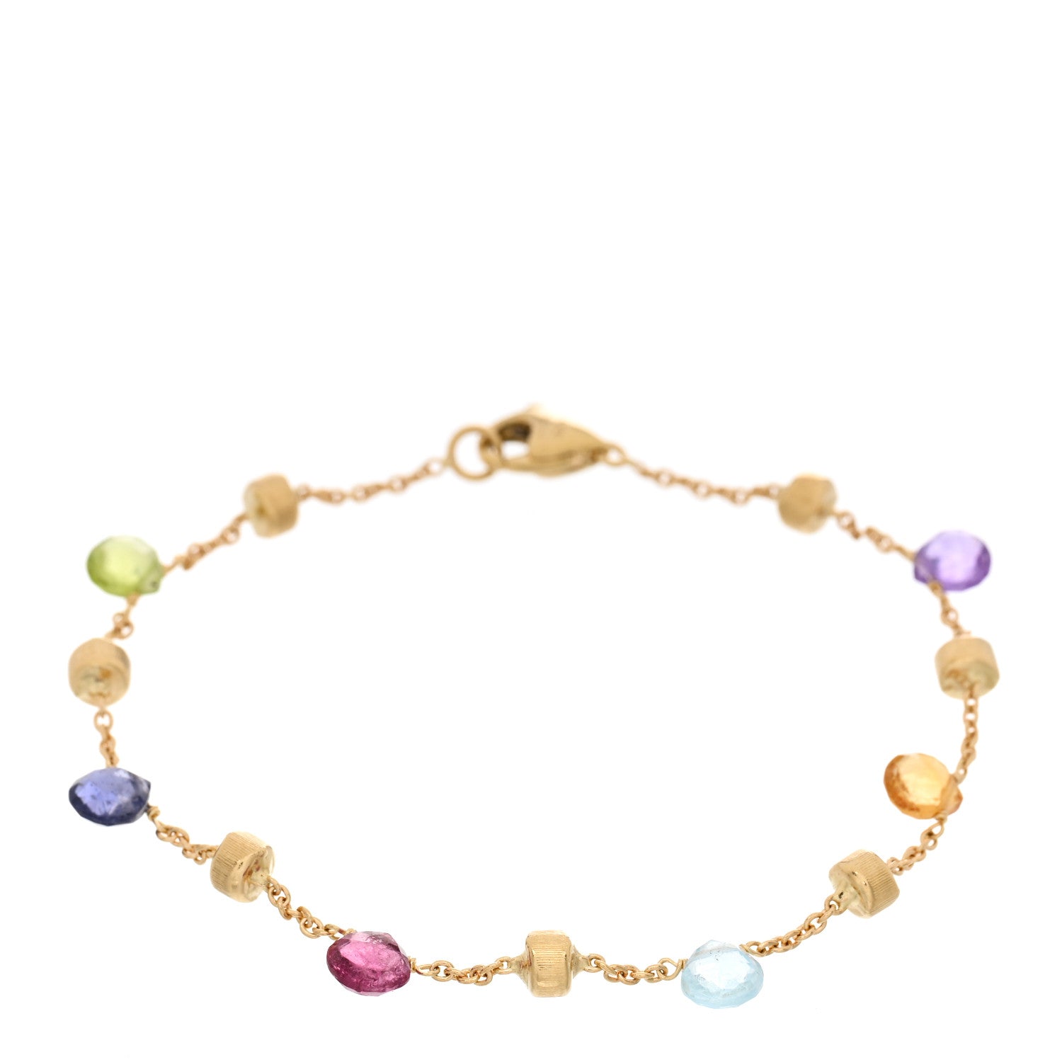 Marco Bicego 18K Yellow Gold Multi Gemstone Paradise Single Strand Bracelet 1 of 4