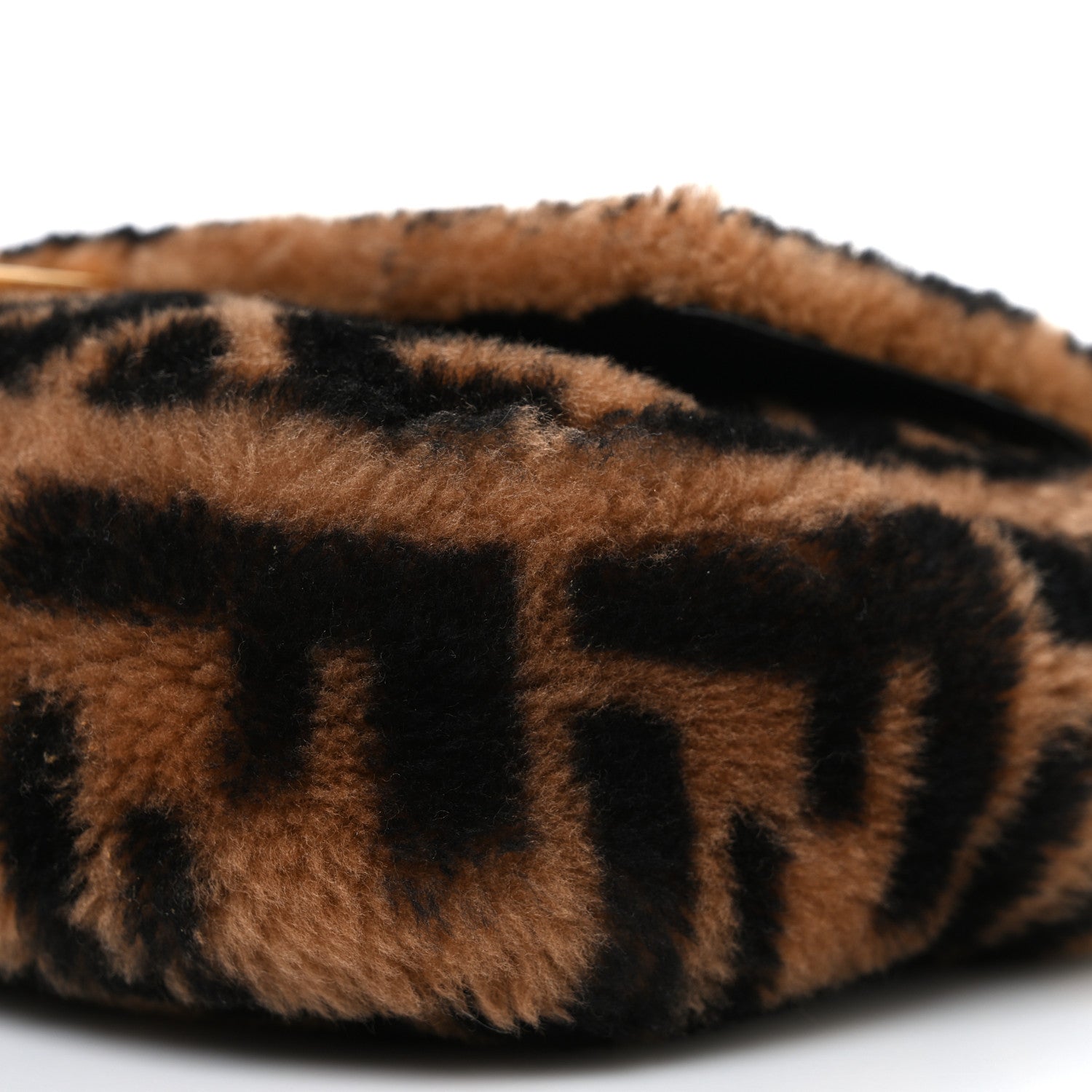 Fendi Shearling Vitello Dolce Macro FF 1974 Baguette Tobacco Black 10 of 10