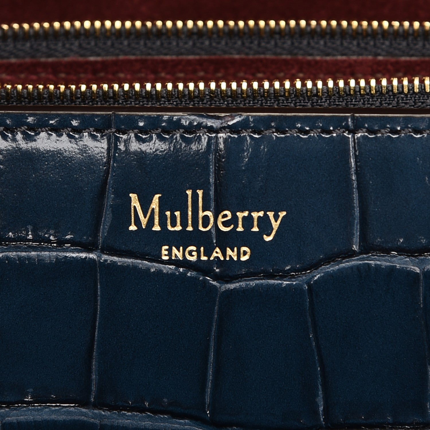 Mulberry Calfskin Croc Print Pembroke Shoulder Bag Navy 6 of 8