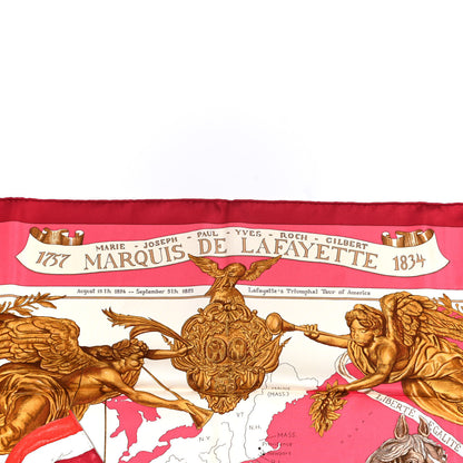 Hermes Silk Marquis De Lafayette Scarf 90 Rose Ivoire Vieil 3 of 6