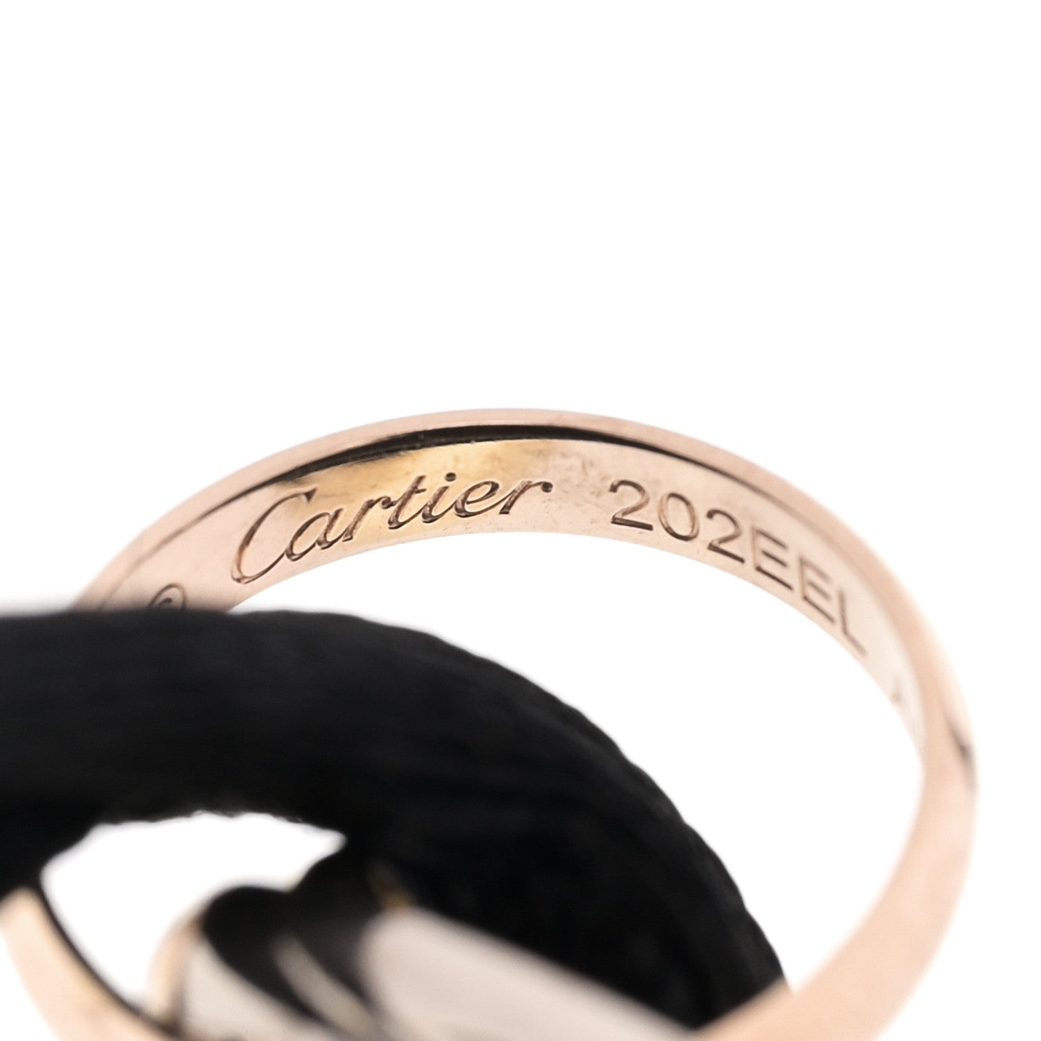 Cartier 18K Pink Yellow White Gold Trinity Adjustable Cord Bracelet Black 3 of 4