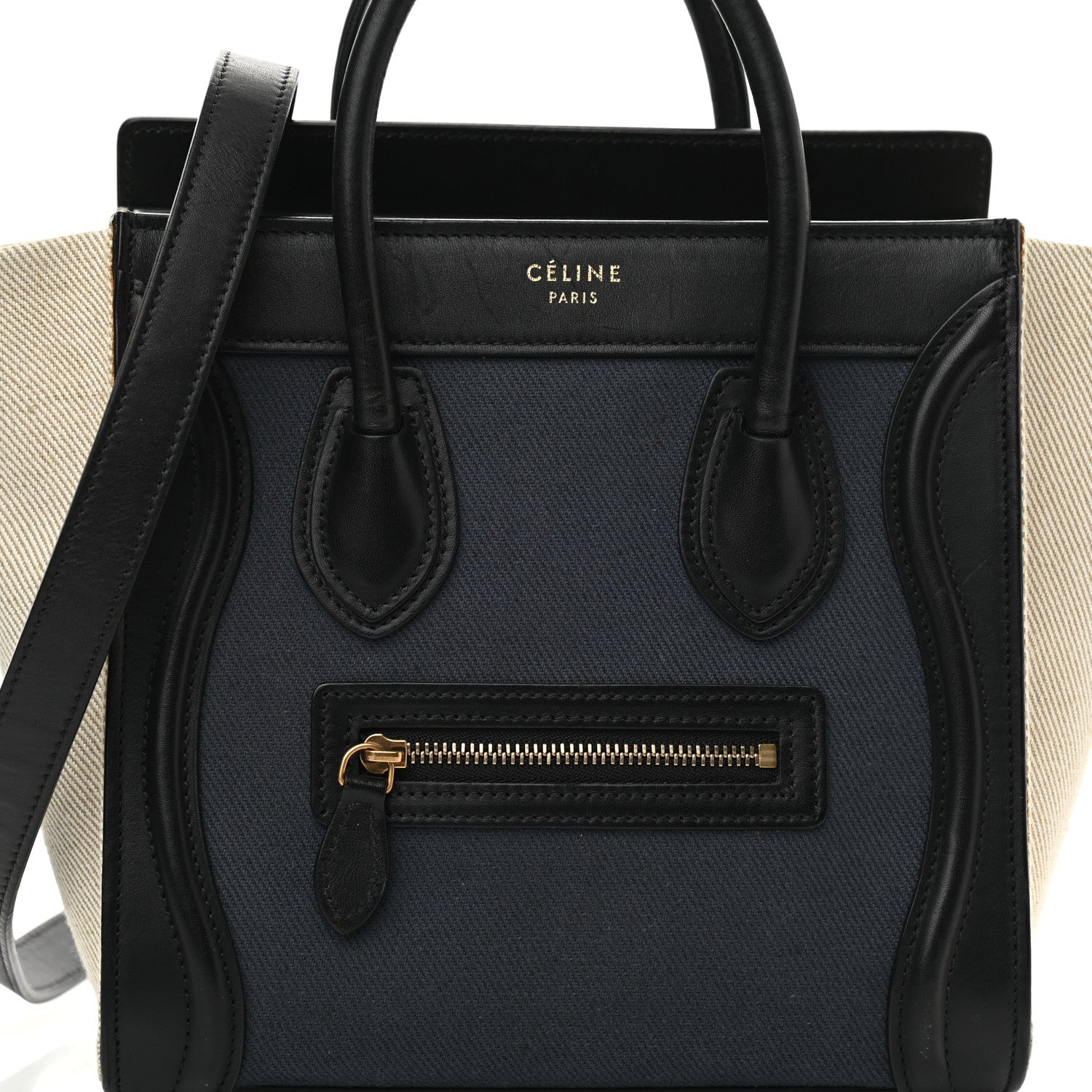 Celine Canvas Smooth Calfskin Nano Tri-Color Luggage Navy Blue 6 of 7