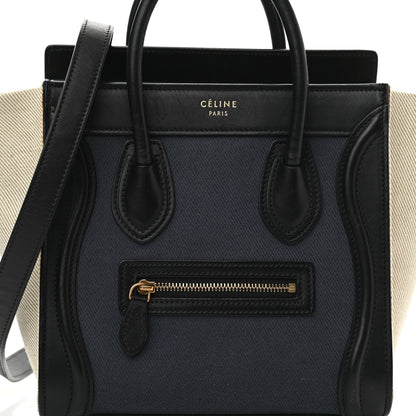 Celine Canvas Smooth Calfskin Nano Tri-Color Luggage Navy Blue 6 of 7