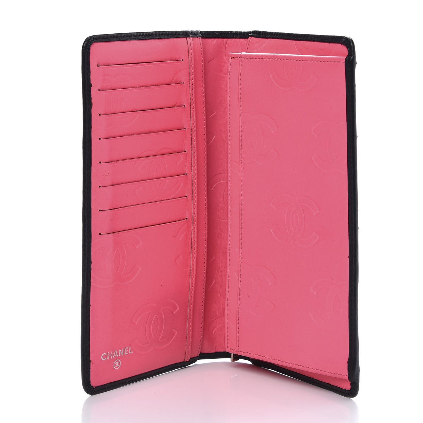 Calfskin Quilted Cambon Yen Wallet Black