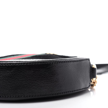 Gucci Suede Patent Web Mini Ophidia Round Shoulder Bag Black 9 of 10