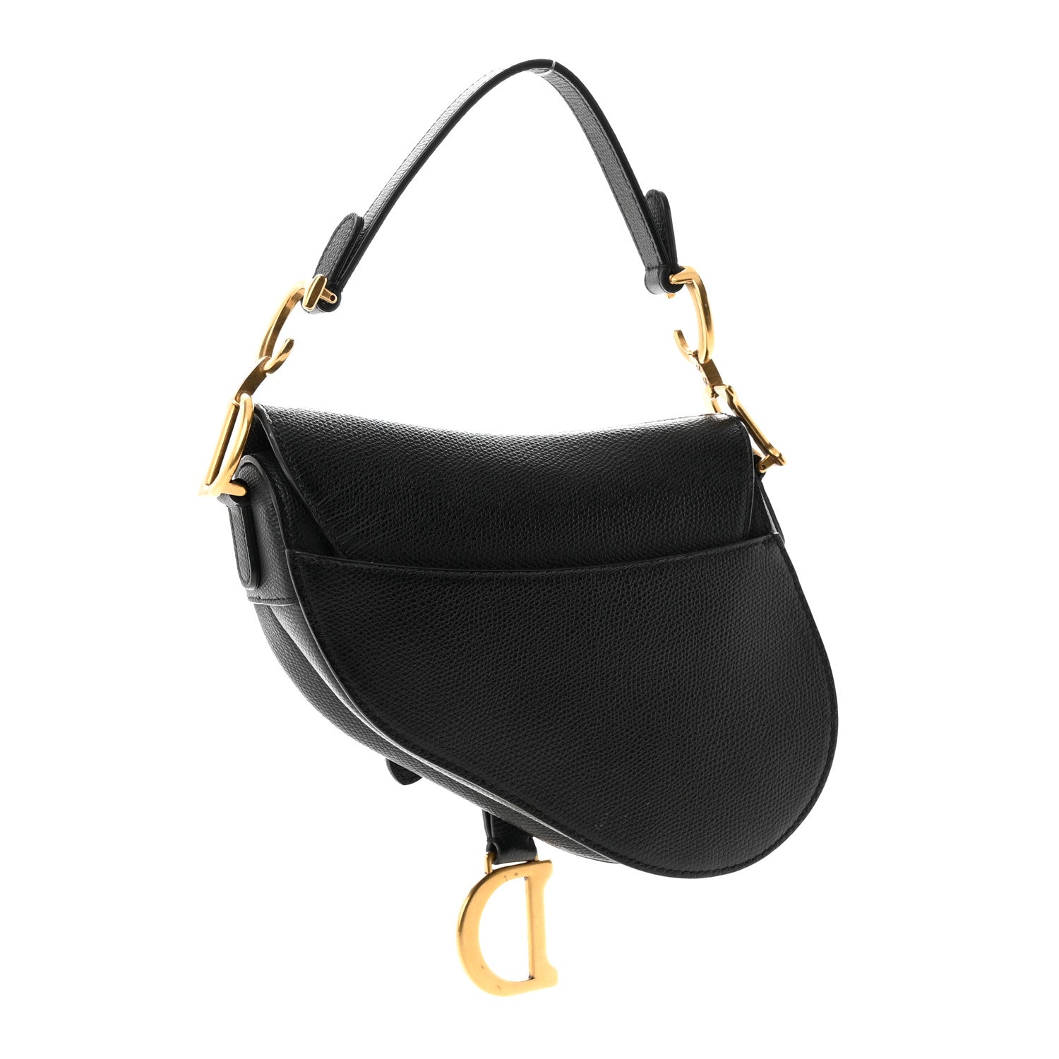 Christian Dior Grained Calfskin Mini Saddle Bag With Strap Black 3 of 10