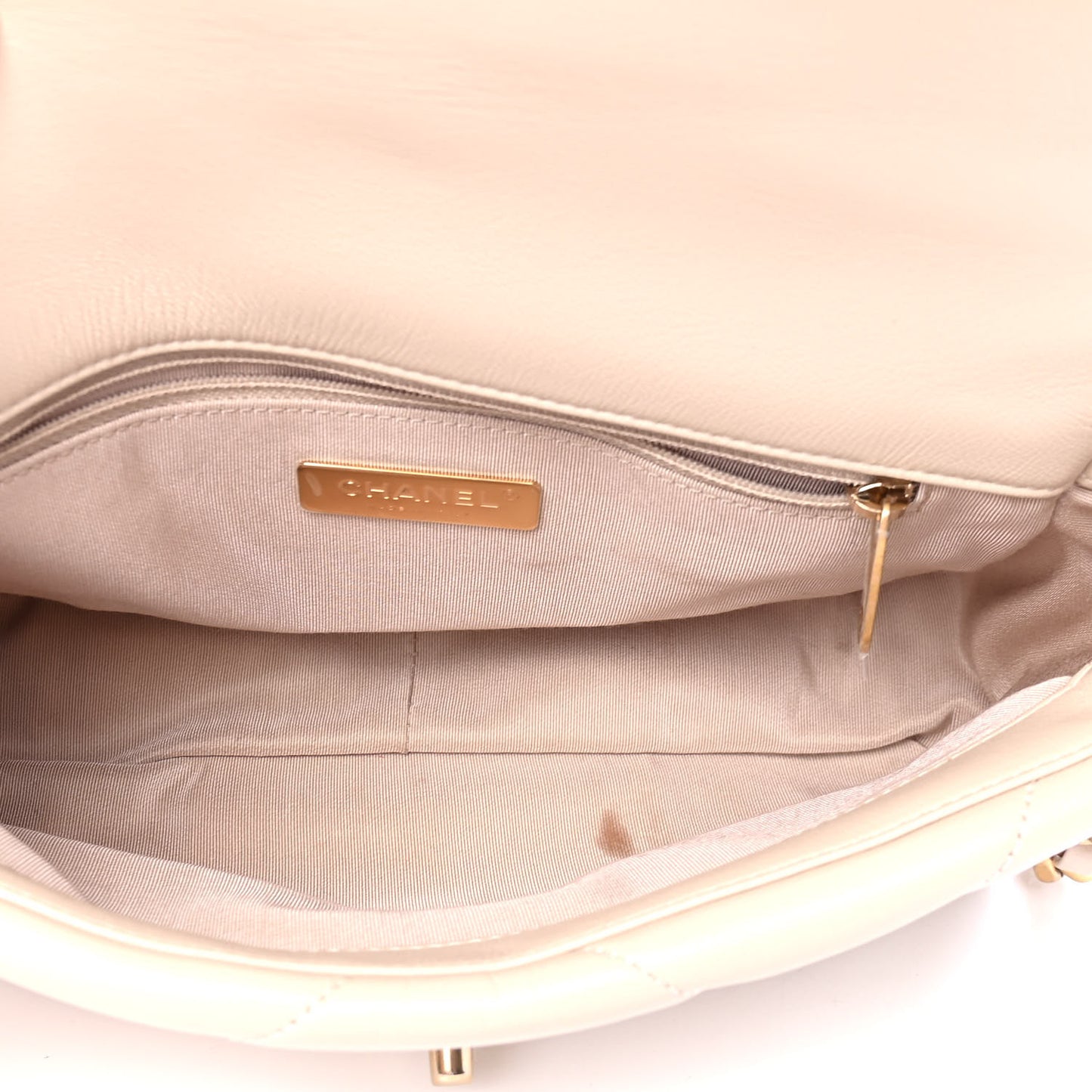 Goatskin Quilted Medium Chanel 19 Flap Beige