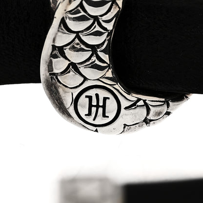 John Hardy Sterling Silver Leather Naga Dragon Bracelet Black 3 of 6