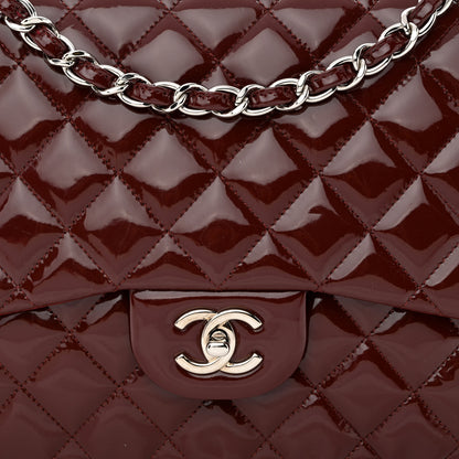 Chanel Patent Quilted Jumbo Single Flap Dark Red 8 of 11